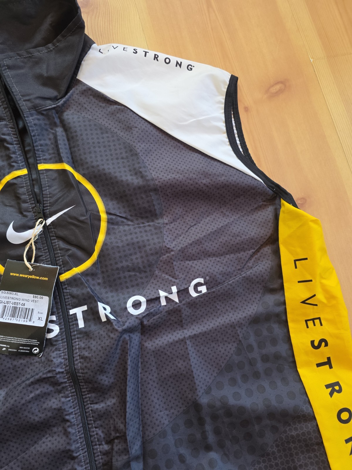 NWT Livestrong Nike Men’s Cycling Jersey Vest Full Zip Mesh Back Italy Sz XL