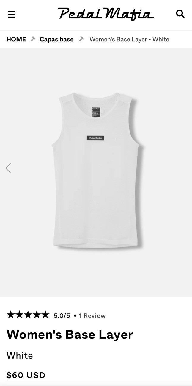 Pedal Mafia Women’s Base Layer White XL Sleeveless Mesh Cycling Top Road Bike