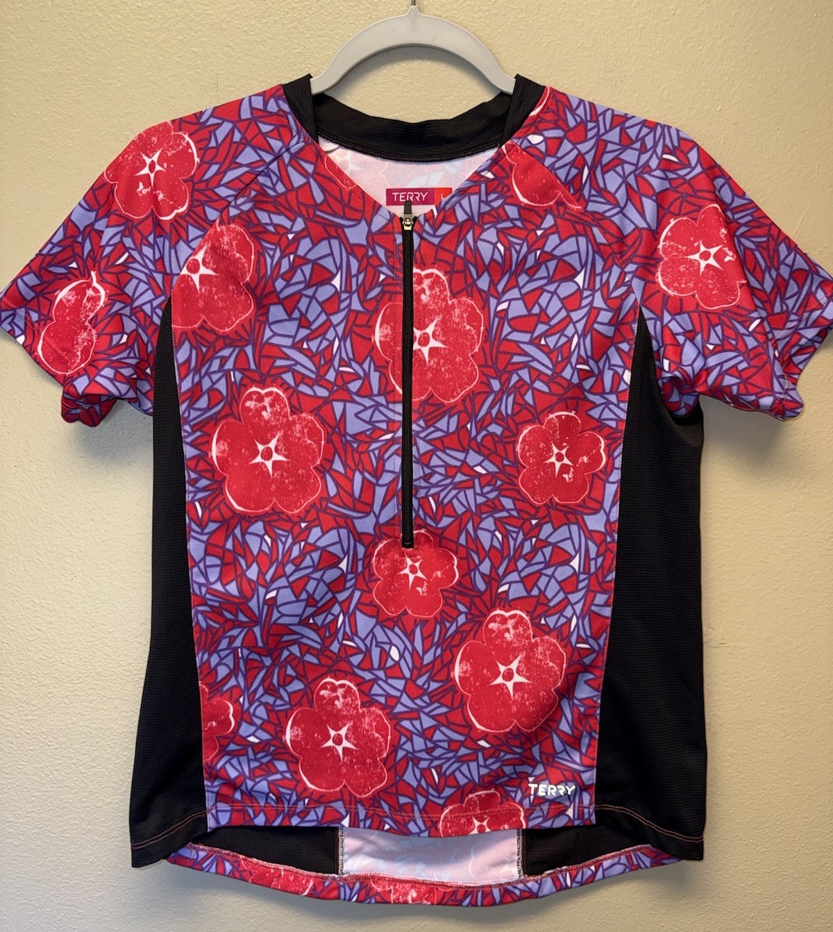 Terry Cycling Top Jersey Floral Short Sleeve Bikecore Granola Girl Large Pocket