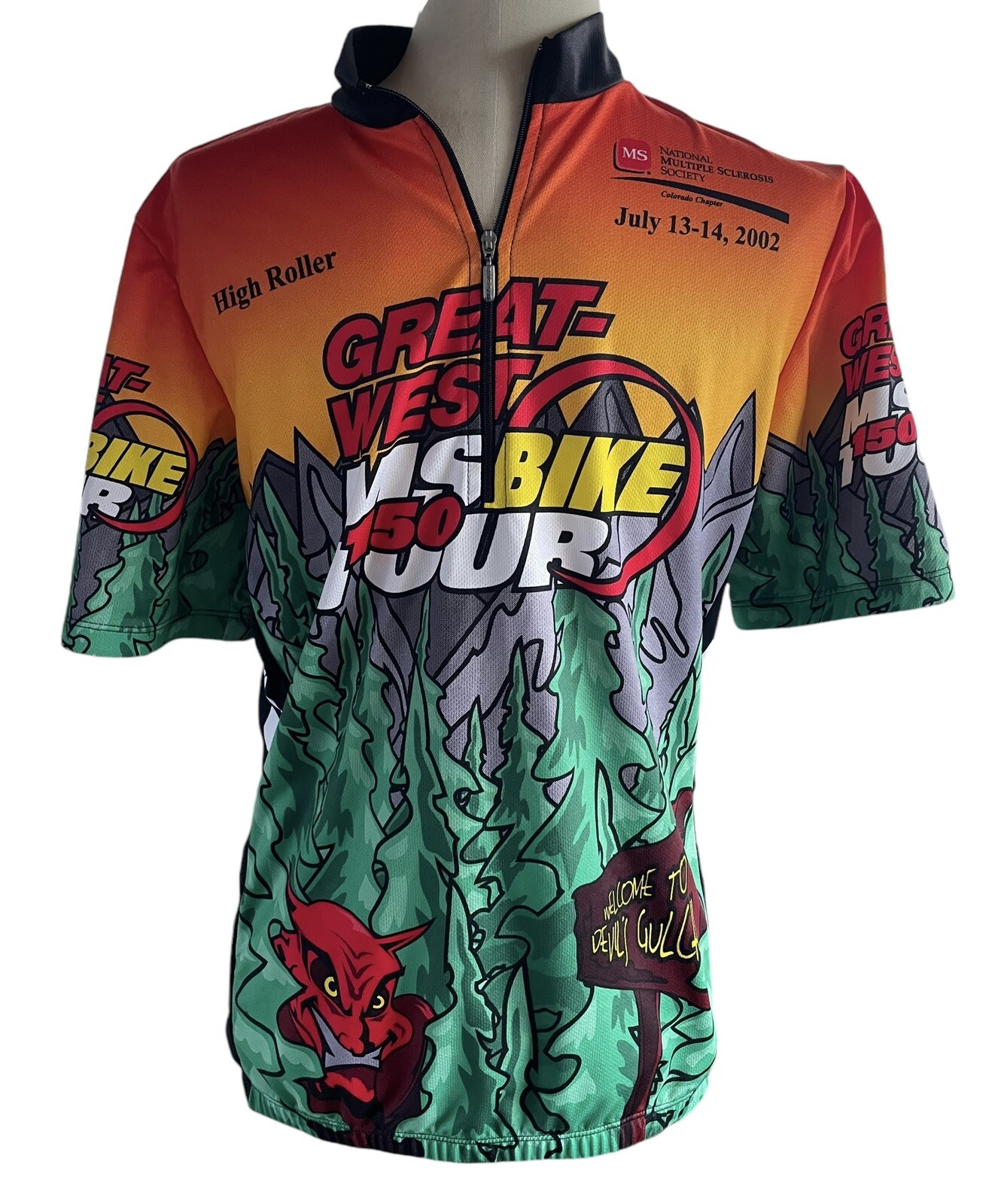 Vintage SUGOI Cycling Jersey Medium Pockets Shirt High Roller Devil’s Gulch 2002