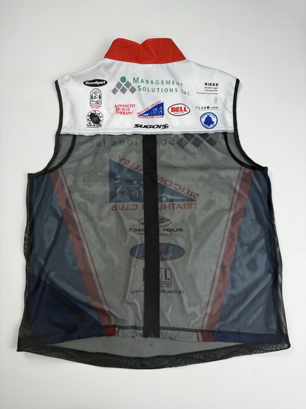 Sugoi Cycling Sleeveless Full Zip Jersey Vest Mesh White/Red/Blue Men’s L