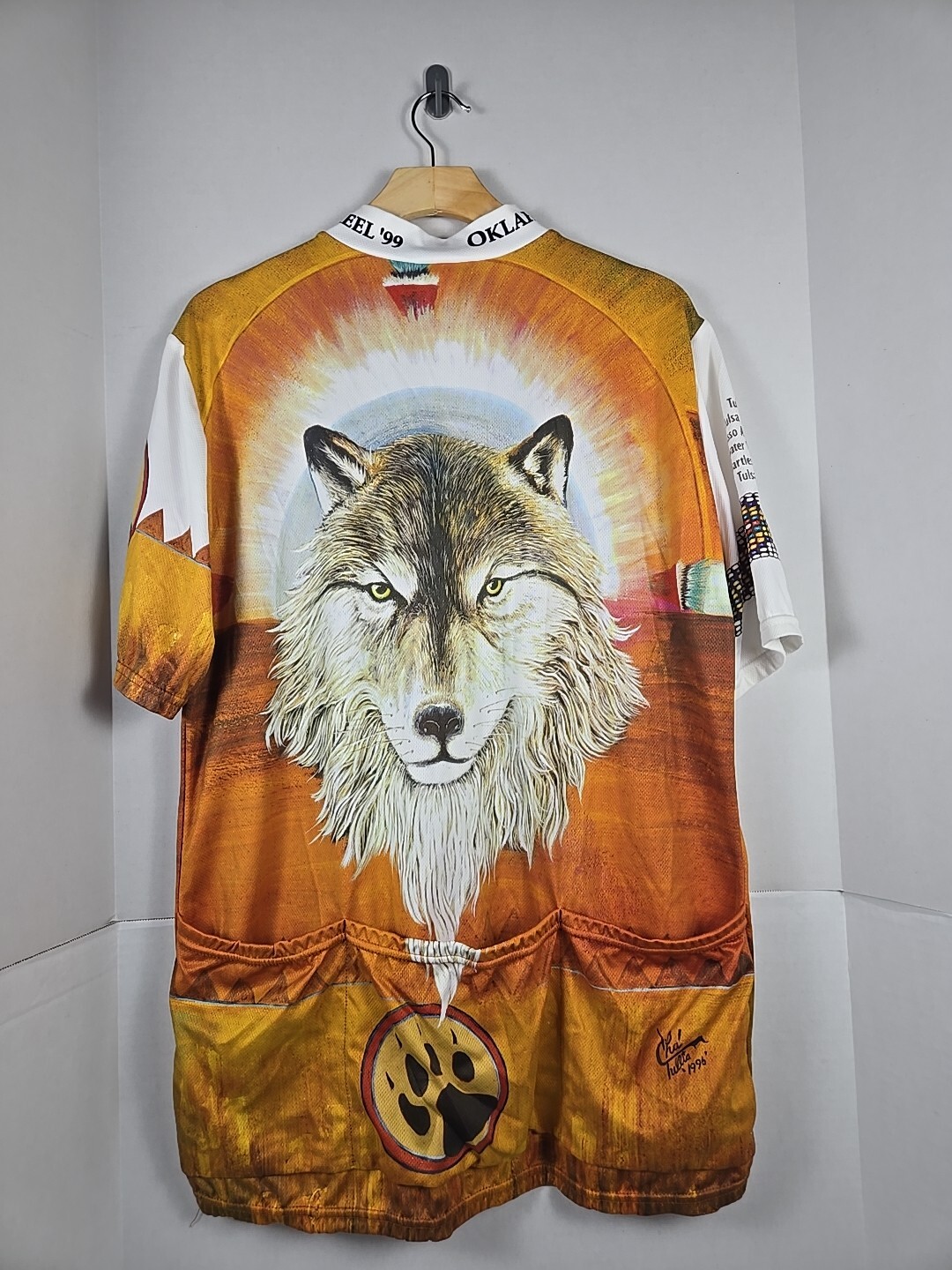 Vintage Aussie Graphic Cycling Shirt – Native Wolf Y2K 1999 – Men’s Size XXL