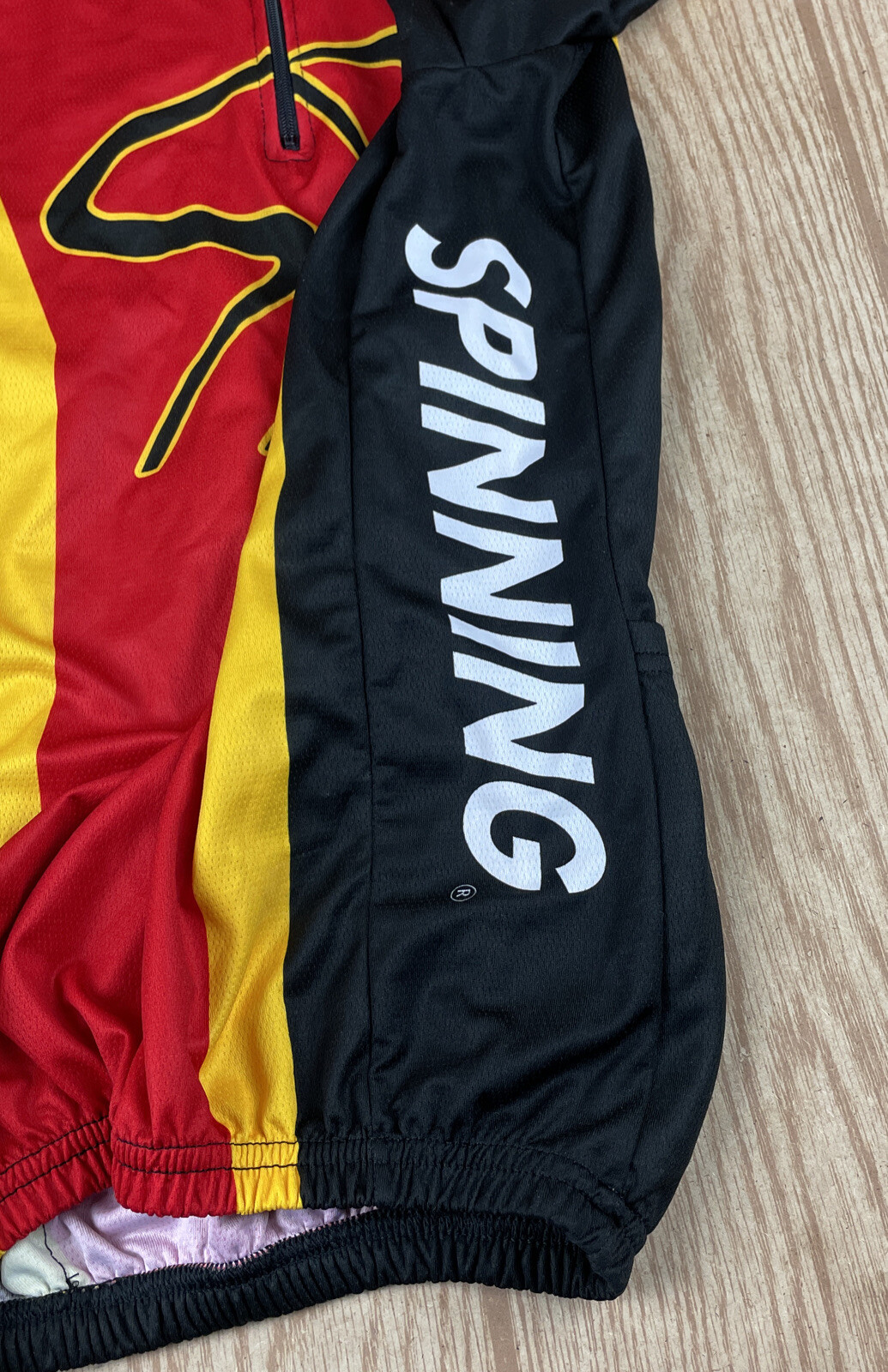 Mad Dog Athletics Cycling Jersey Red Yellow 1/4 Sz Sm Spinning Bicycle Technical