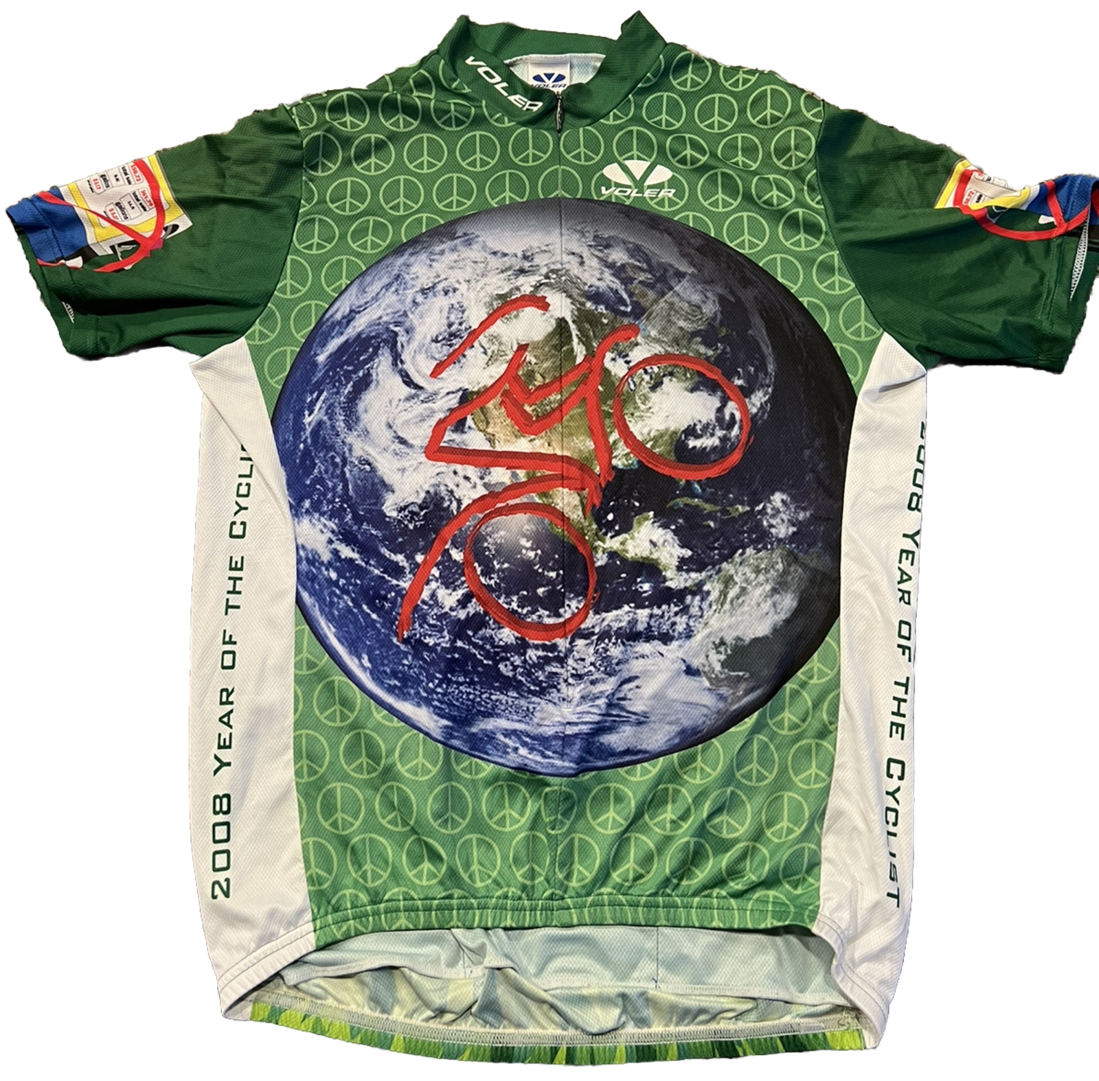 2008 Voler Year Of The Cyclist Bike Cycling Jersey Shirt Sz XL 3/4 Zip Gre Earth