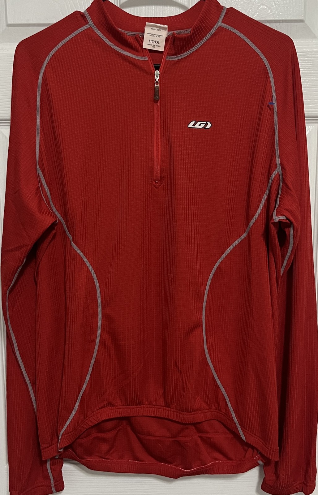 Louis Garneau Cycling Jersey Men’s XXL Red Long Sleeve Quarter Zip Bike Top