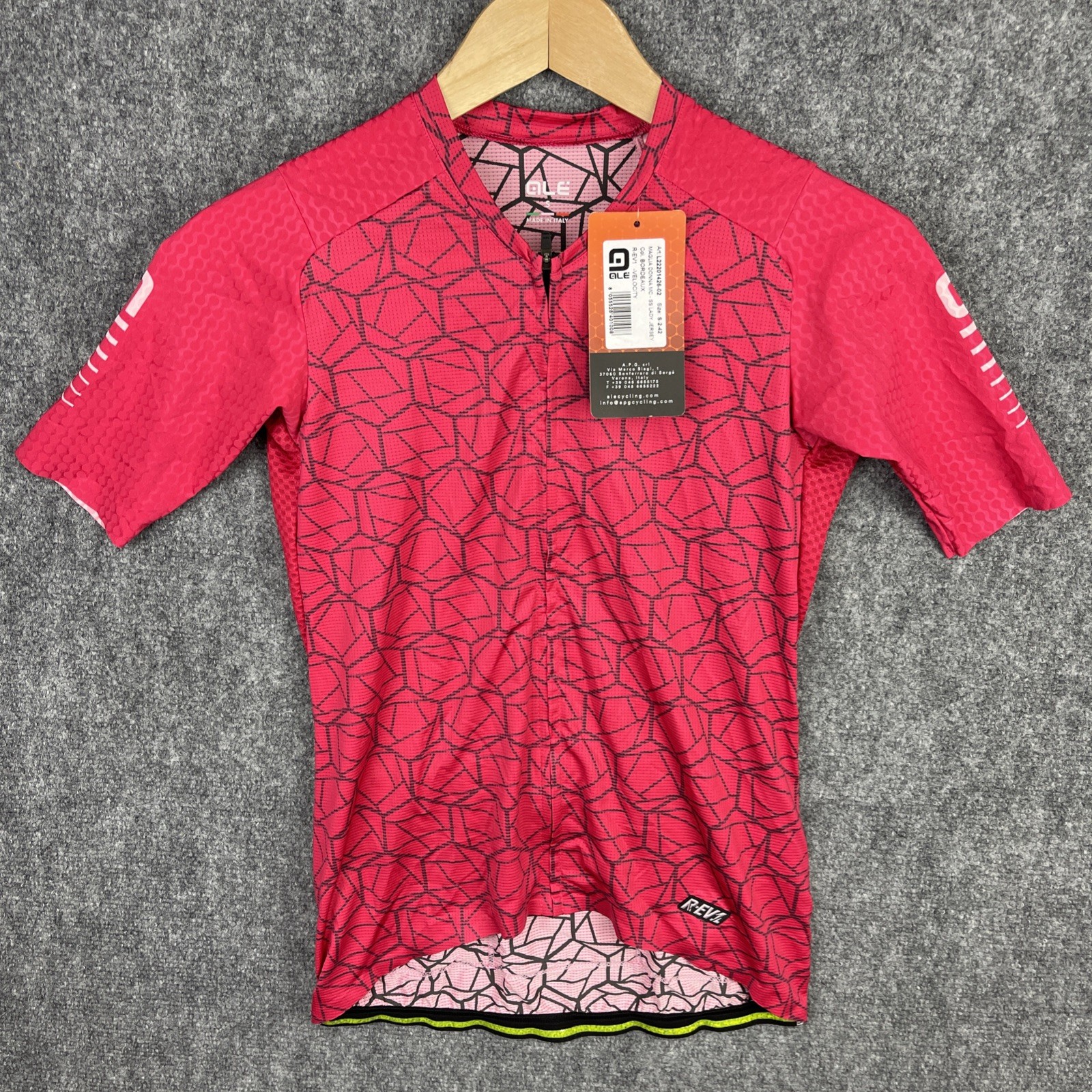 Ale Cycling Shirt Womens Small Red Short Sleeve R-EV1 Velocity Jersey Italy Made