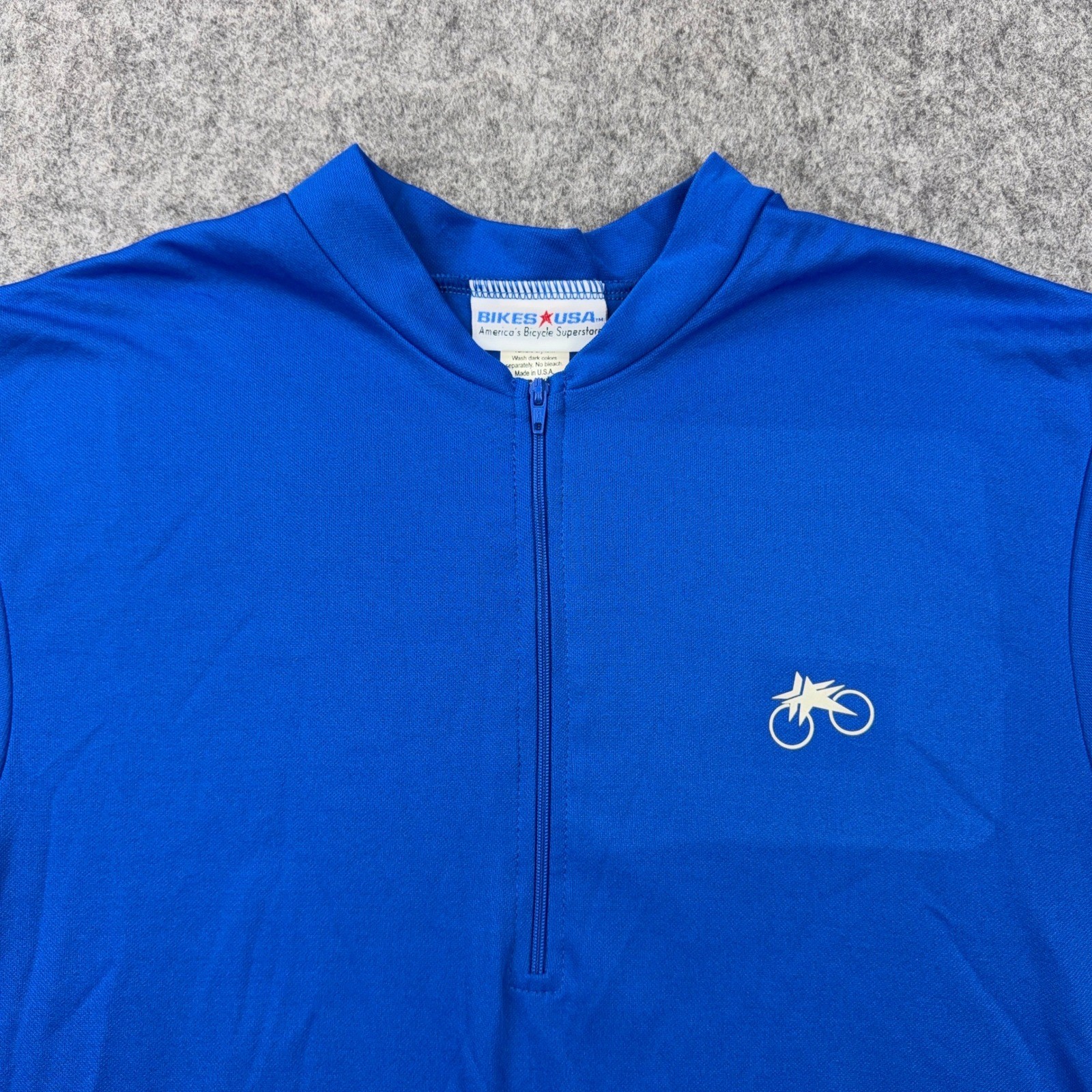 VTG Bikes USA Cycling Jersey Mens Large Blue Short Sleeve 1/4 Zip 90s Road Bike