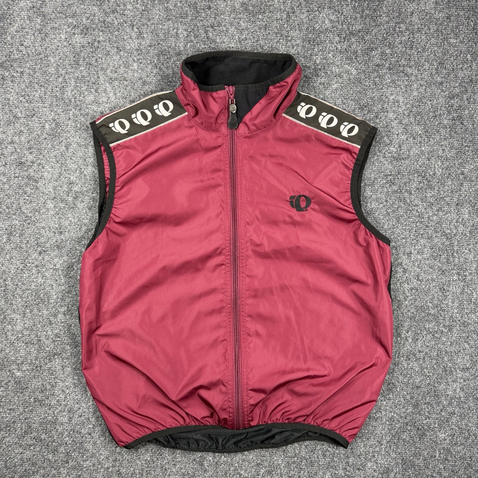 Pearl Izumi Men Large Cycling Wind Vest Burgundy Full Zip Mesh Back Bike Jersey