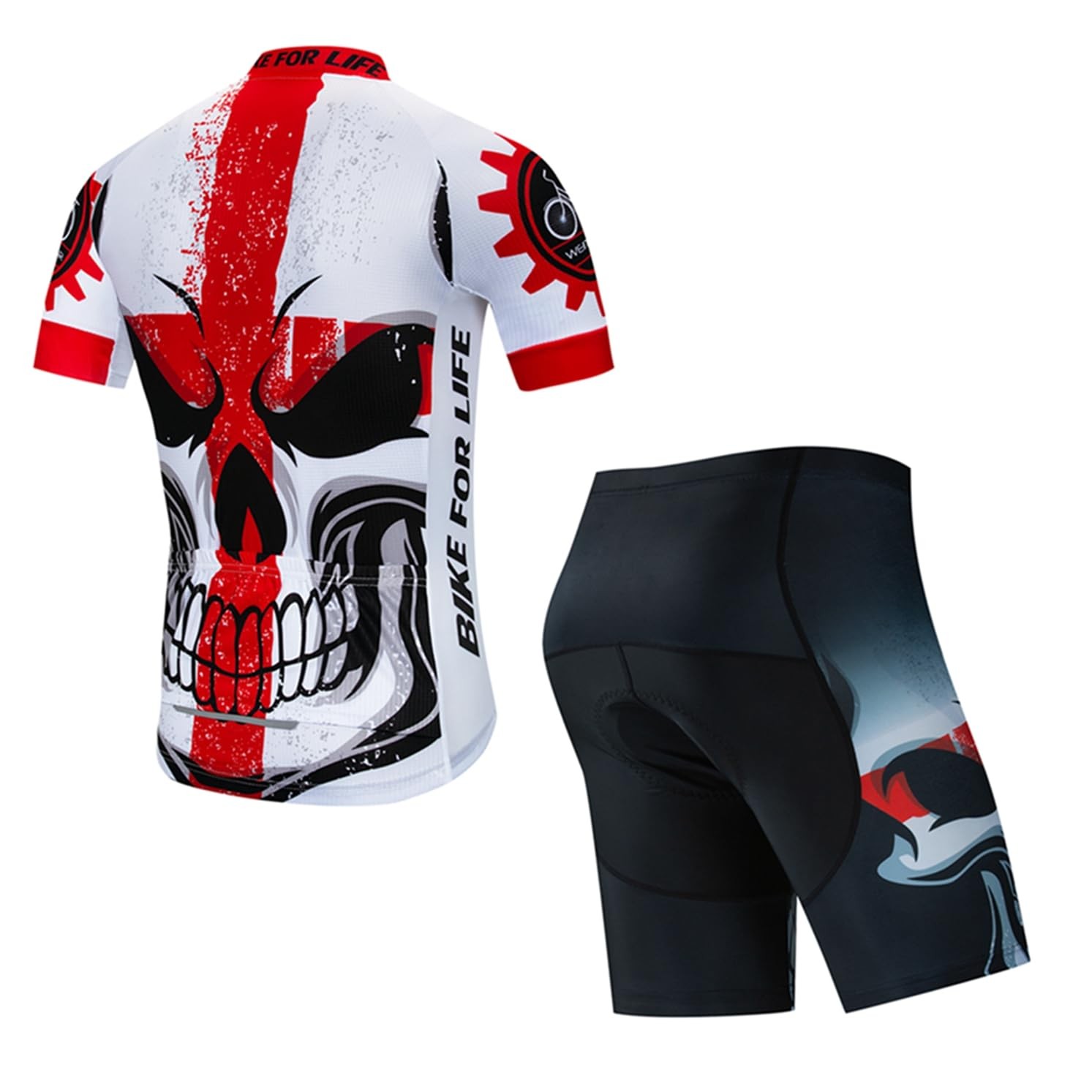 Cycling Jersey Shorts Set Men Bike Top Suit Cycle Shirt Pockets Bicycle Cloth…