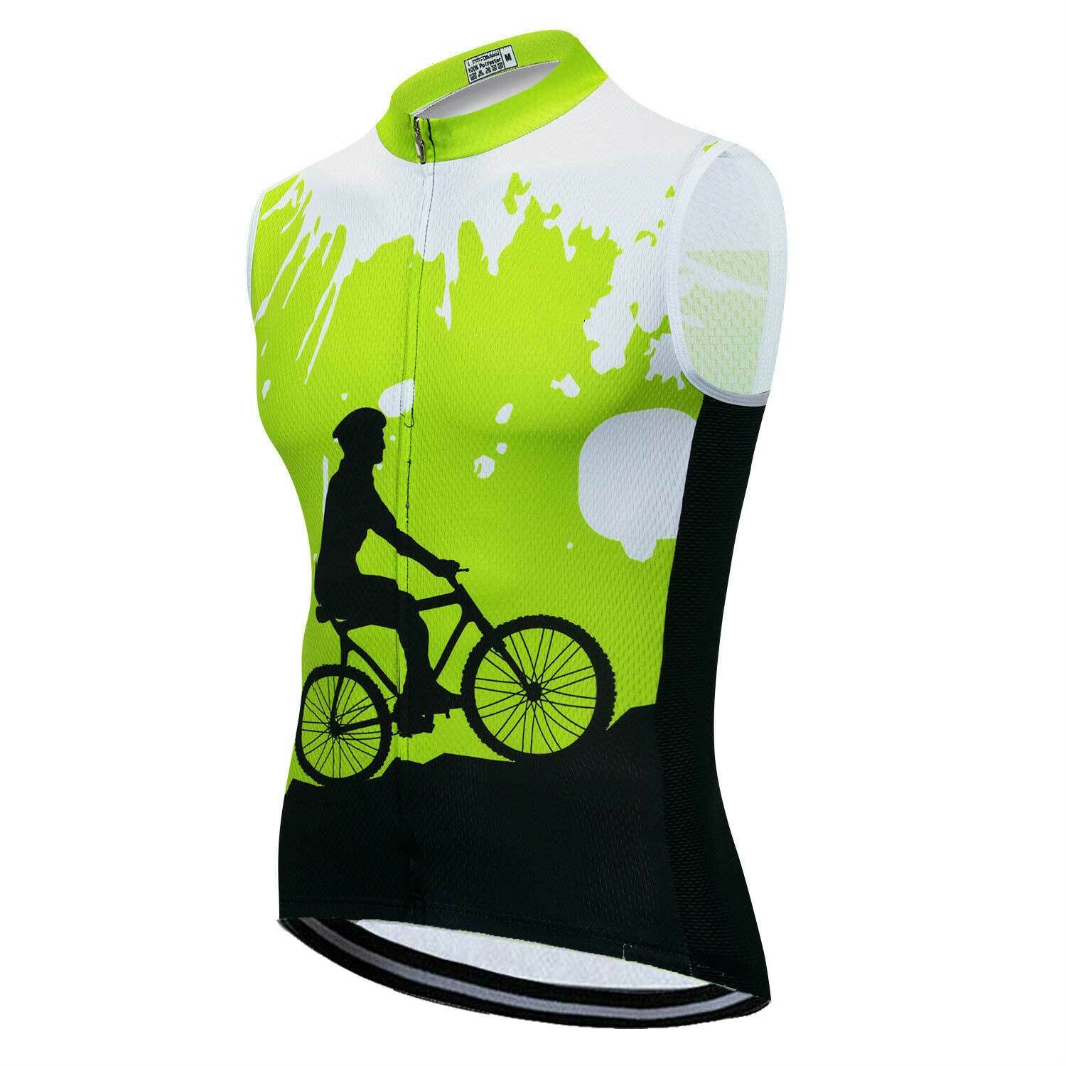 Men’s Sleeveless Cycling Jersey Shirts Reflective Bike Cycle Vest Top S-5XL