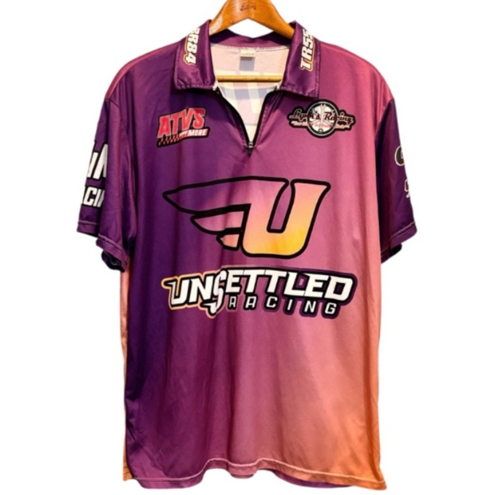 Unsettled Racing Jersey Purple Ombré Size XL Short Sleeve Collared 1/4 Zip Top