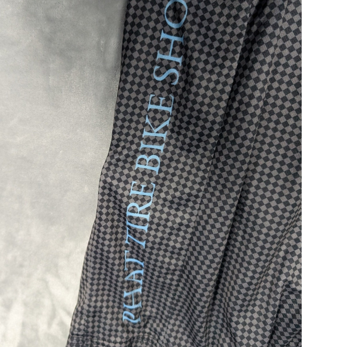 Phat Tire Bike Shop Cycling Shirt Womens Medium Black grey check Argyle Club Cut