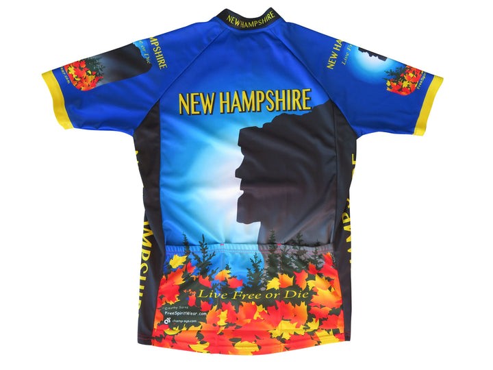 Free Spirit Wear New Hampshire Short Sleeve Cycling Jersey UPF 3 Back Pockets