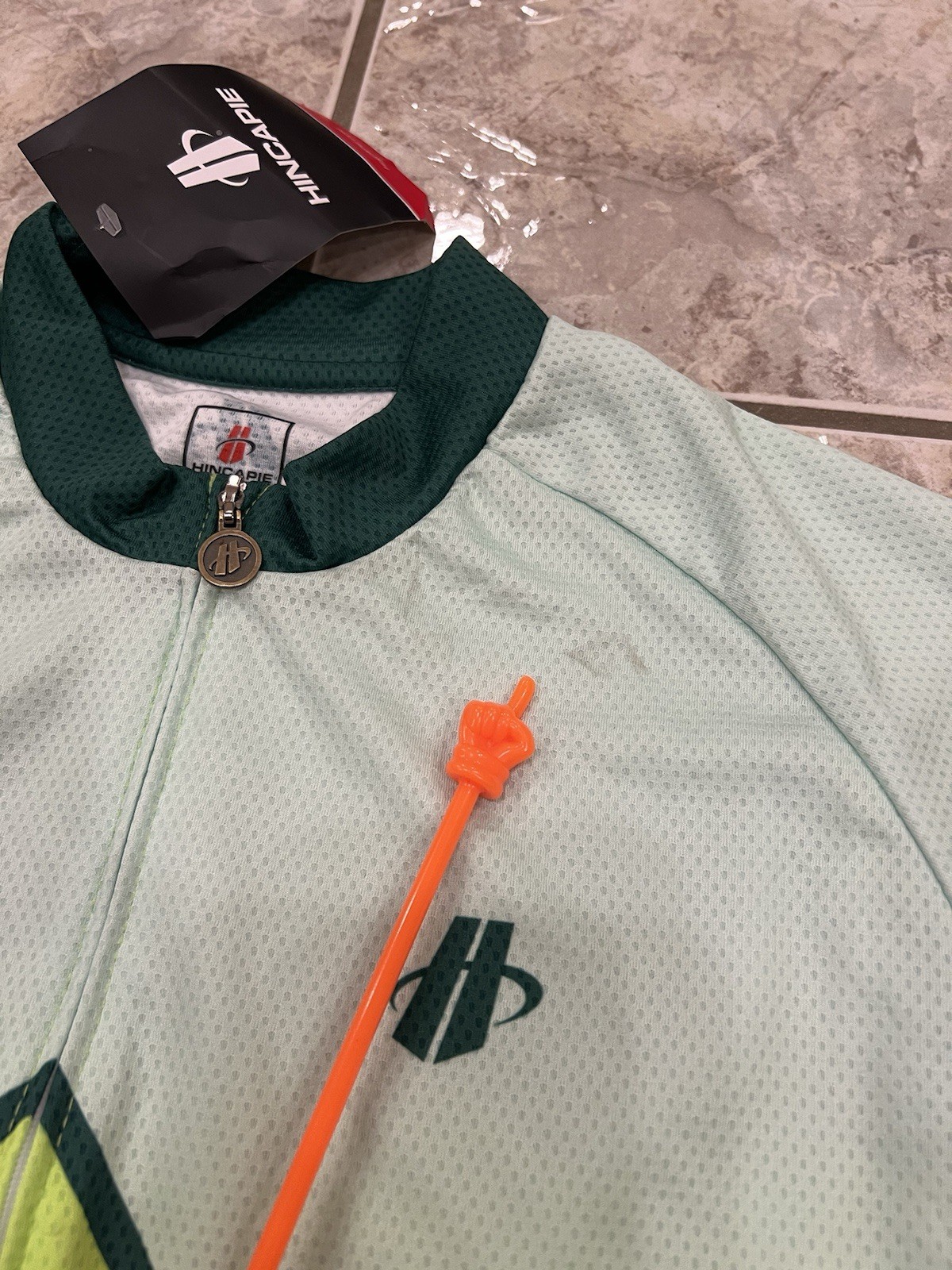 NEW NWT Mens Small HINCAPIE Green Cancer Survivor Full Zip Cycling Jersey