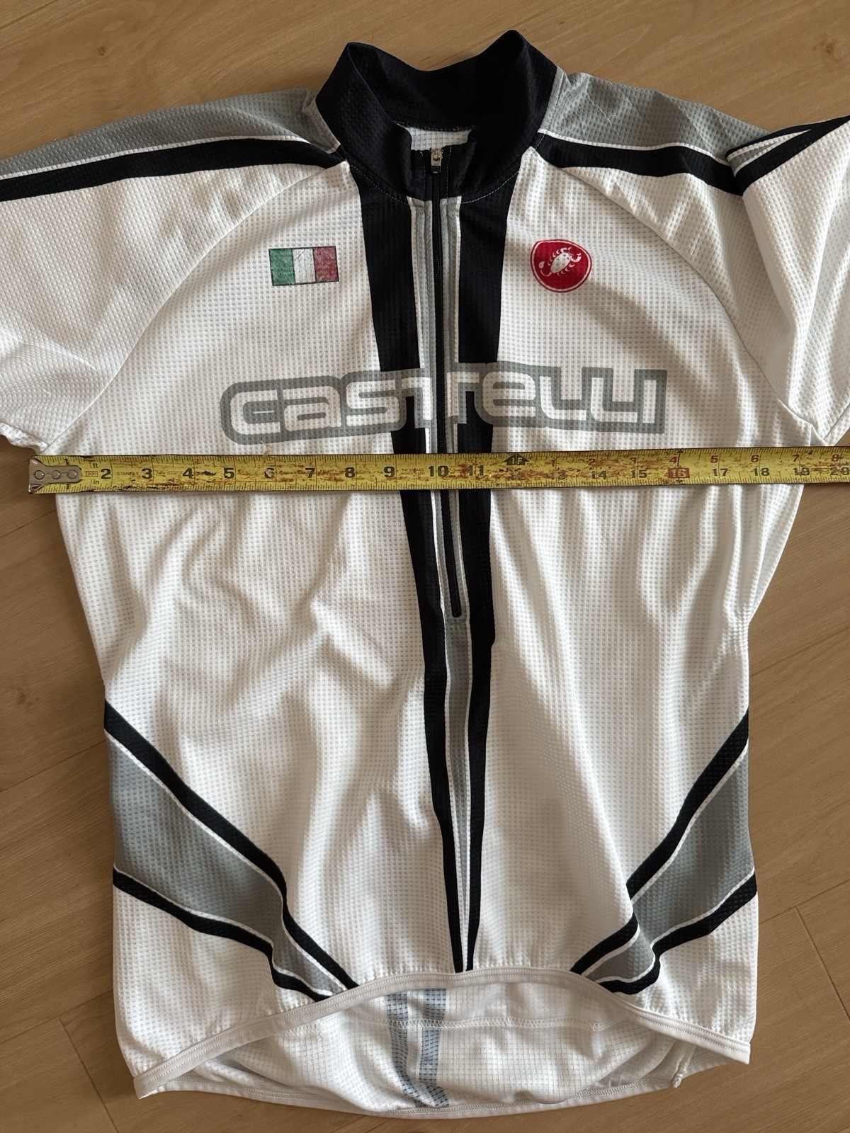 CASTELLI MEN’S CYCLING BIKING JERSEY BLACK WHITE LIGHTWEIGHT BREATHABLE LARGE