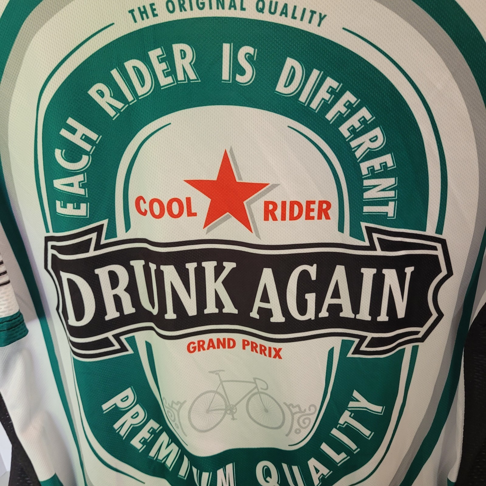 Drunk Again Bicycling Jersey, Heineken Logo, Zip Up Jersey, Cyco Society XXL