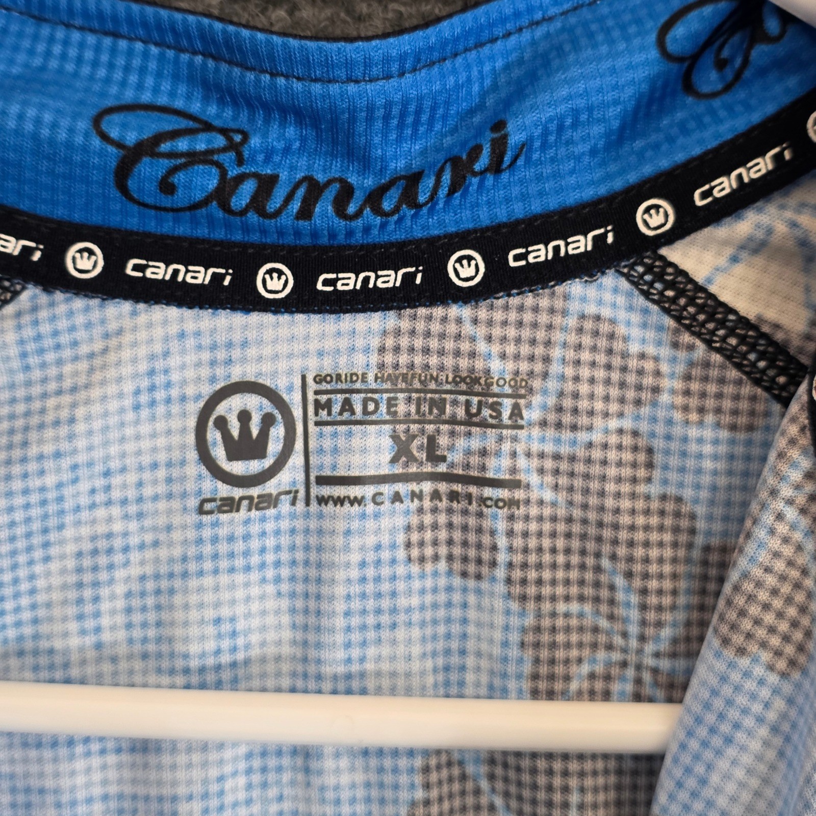 Canari Gale LS Cycling Jersey Womens XL Azure Blue Paisley Floral Long Sleeve