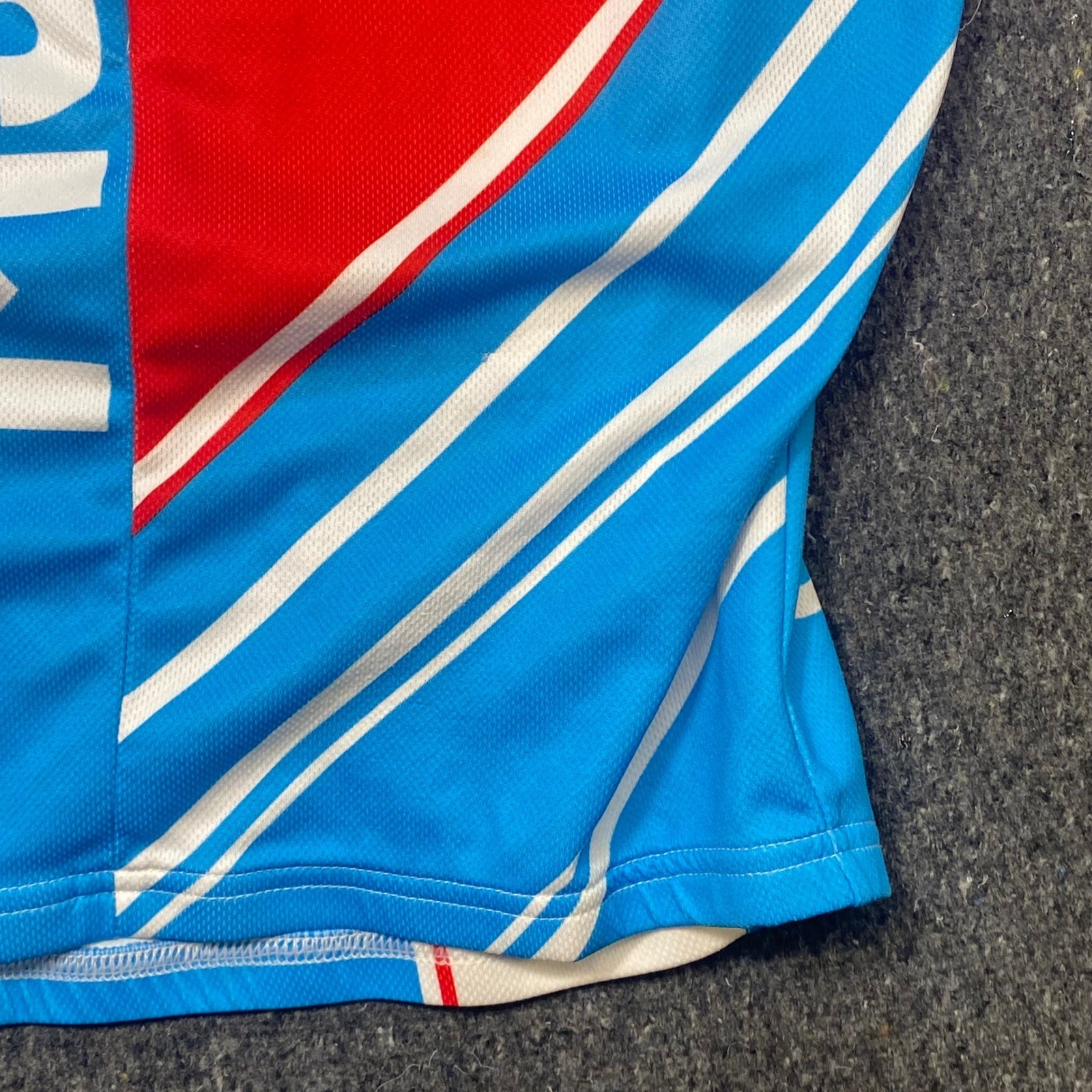 Louis Garneau Cycling Jersey M Mens Blue Red MS Bike Tour Short Sleeve Zip