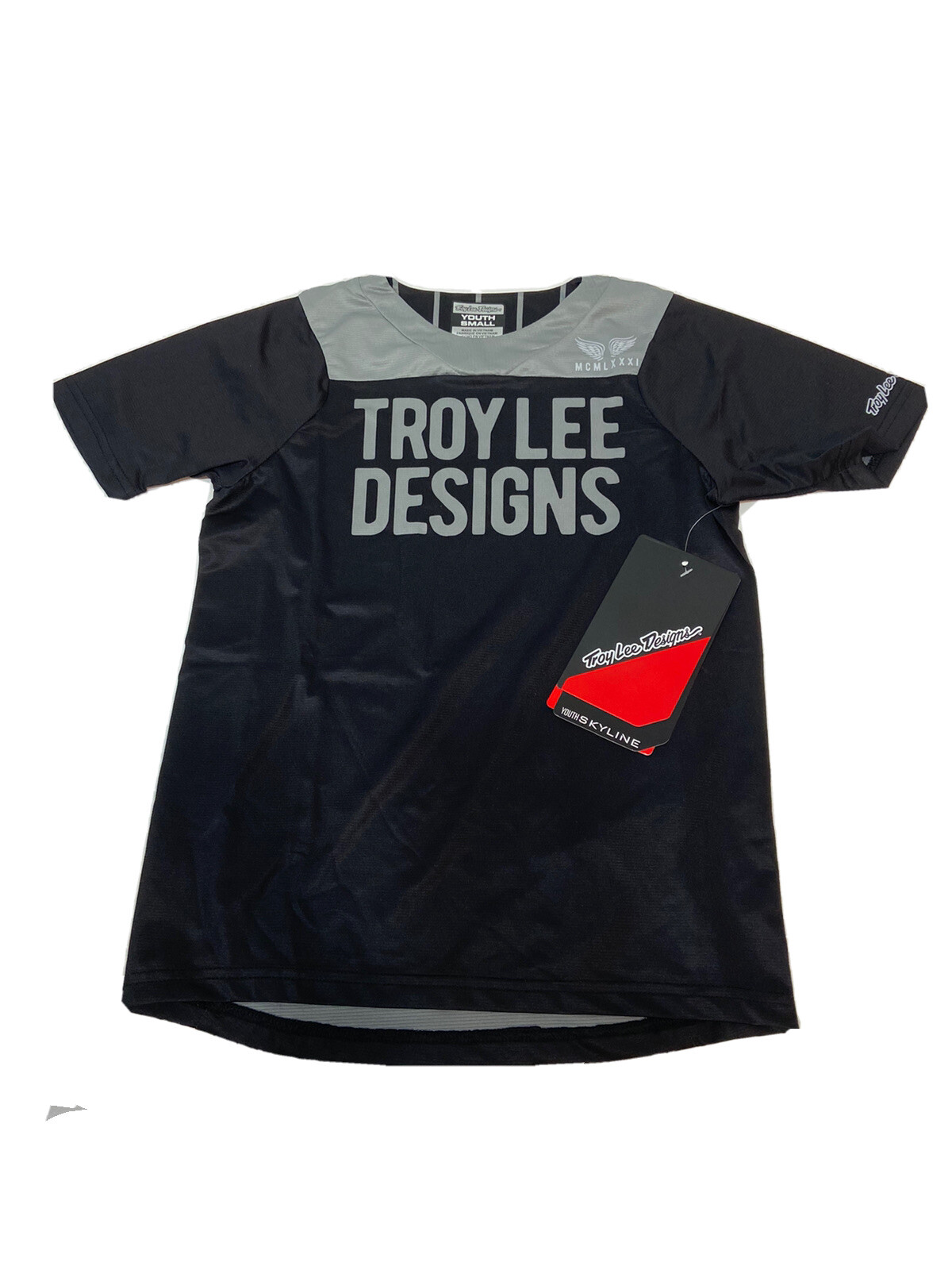 Troy Lee Designs Kids Jersey Small Skyline SS Shirt Black Gray Youth Unisex NEW