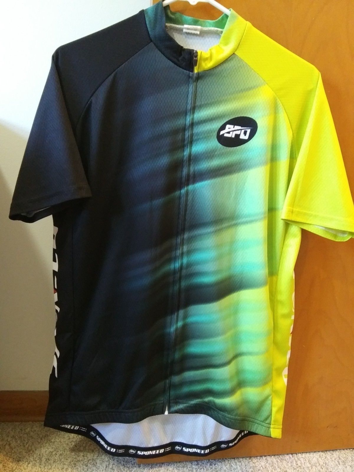 Sponeed cycling bike jersey Yellow/Green fade to Black, Large Men