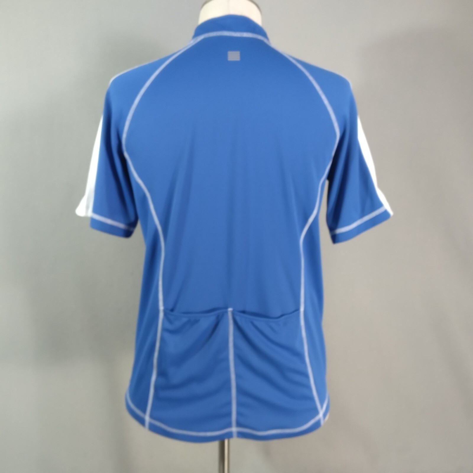 Lands End cycling jersey shirt men’s medium blue microfiber Dri-Fit bicycle