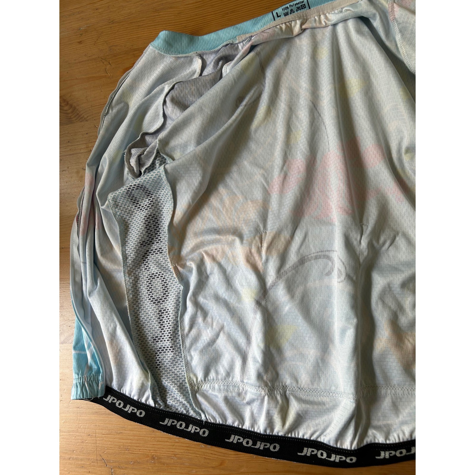 JPOJPO Womens Cycling Jersey Large Blue Floral Full Zip Short Sleeve Bike Top