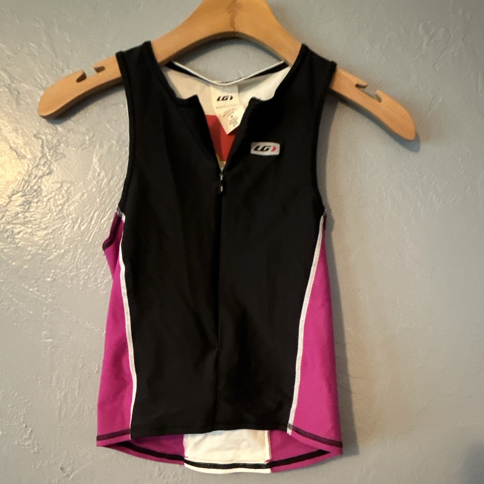 Louis Garneau Junior Women’s M Black/Pink/White Colorblock Half Zip Cycling Tank