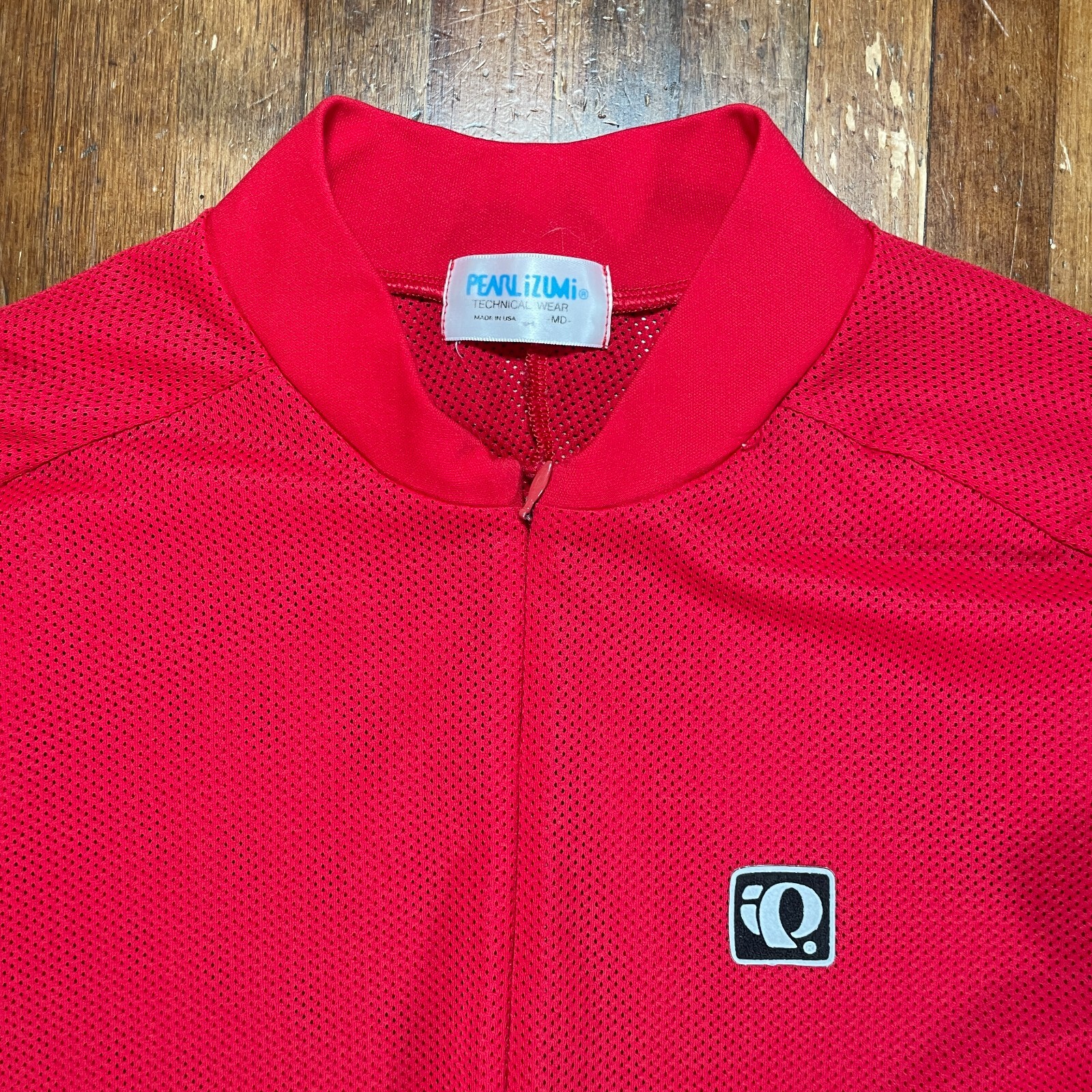 Pearl Izumi Cycling Jersey Mens Medium Red 3/4 Zip Pockets Short Sleeve Mesh