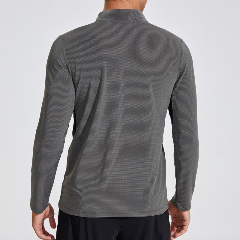 Men’s Stand Collar Fitness Shirt High Elastic Quick Drying Long Sleeve T-shirt