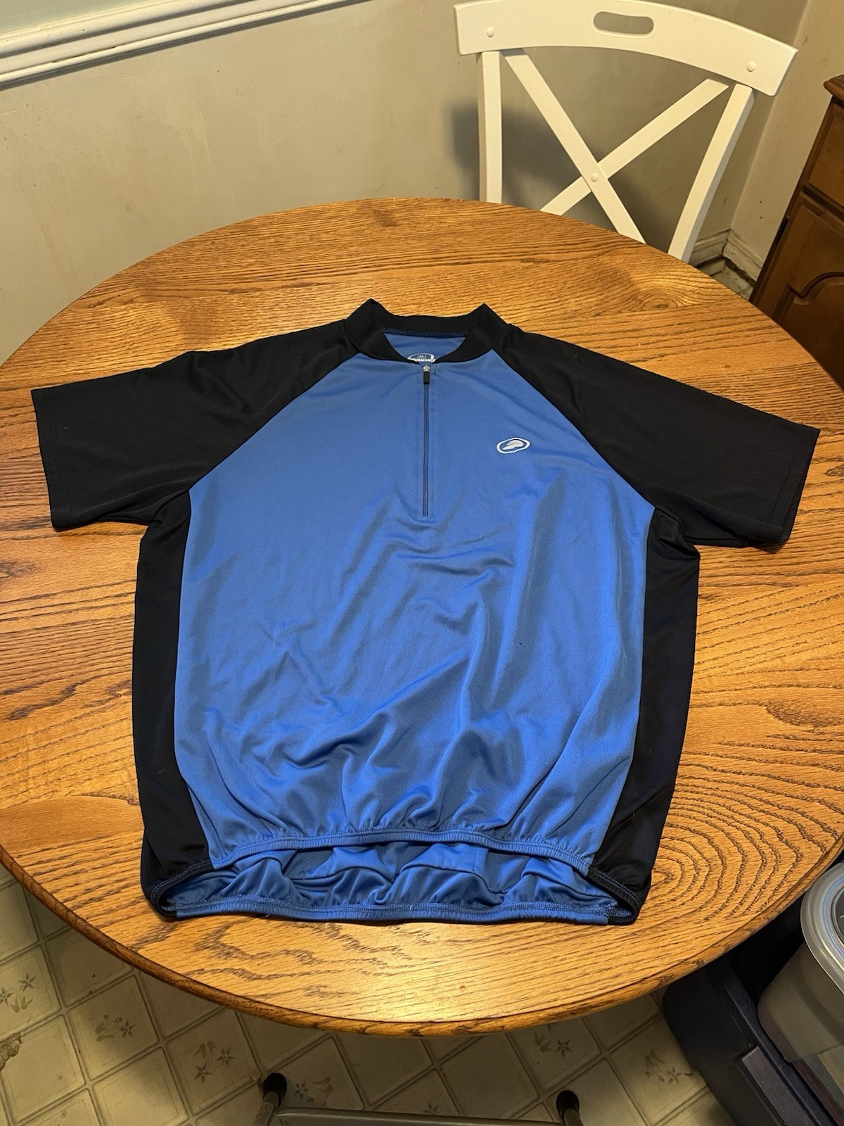 Performance Men’s XXL Blue/Black Polyester Cycling Jersey 1/4 Zip Pockets
