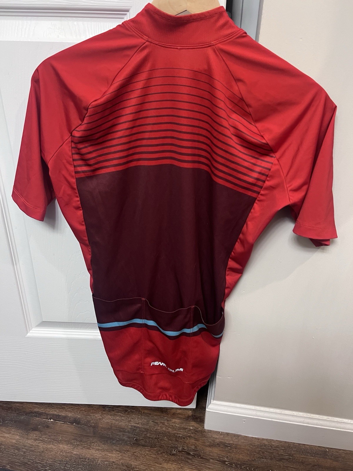 Pearl Izumi Men’s Striped Half Zip Cycling Jersey Pockets Mock Neck S Red