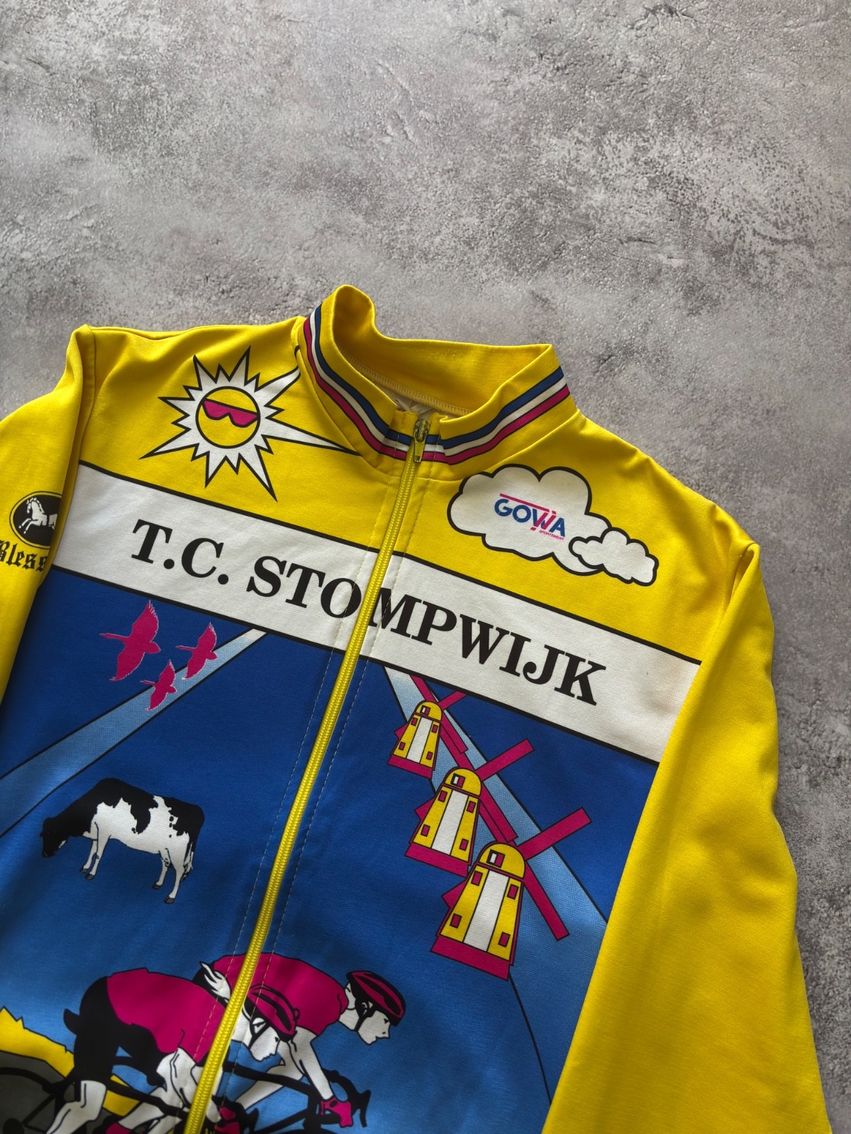 Vintage Cycling Jacket Zip hoodieT.C. Stompwijk Holland Full Zip Team Jersey M L