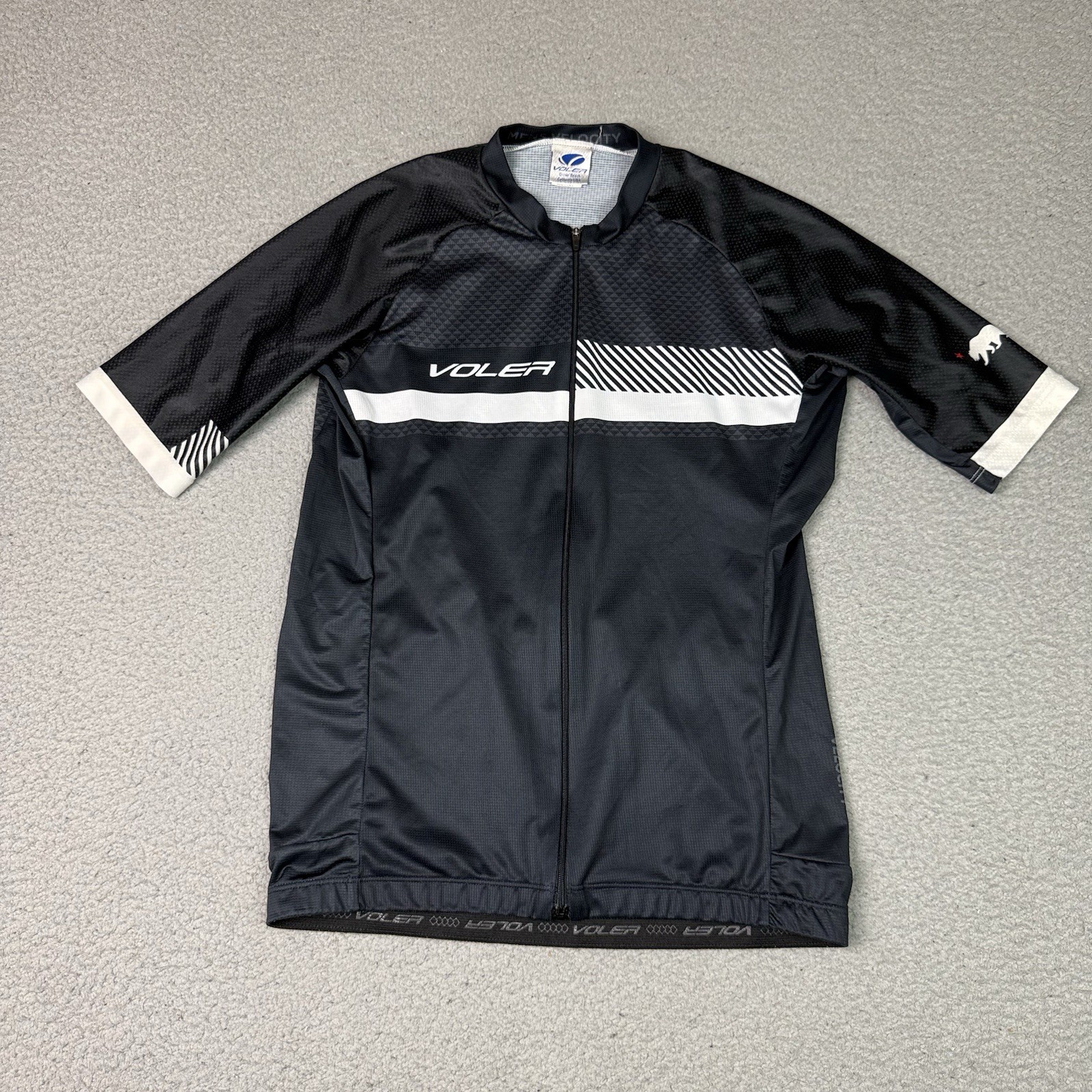 Voler Bicycling Jersey Shirt Adult Large Black 3/4 Zip Bicycle Stretch Workout L