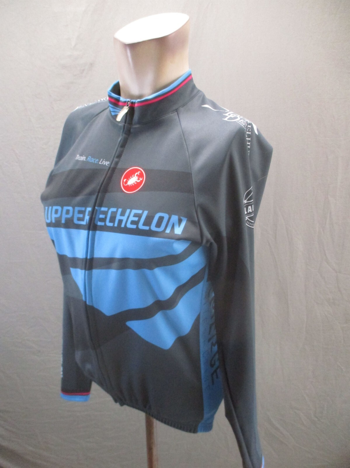 CASTELLI Size L Womens Gray Full Zip High Neck Long Sleeve Cycling Jersey 487