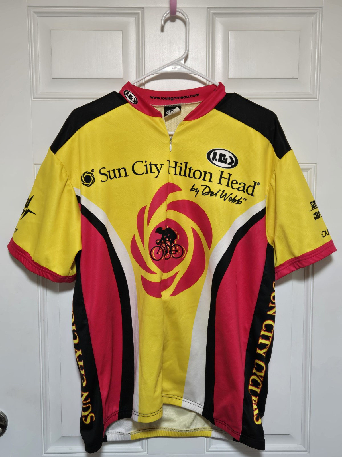 Louis Garneau Cycling Jersey Mens Sz L 1/2 Zip Bright Multi Color Shirt