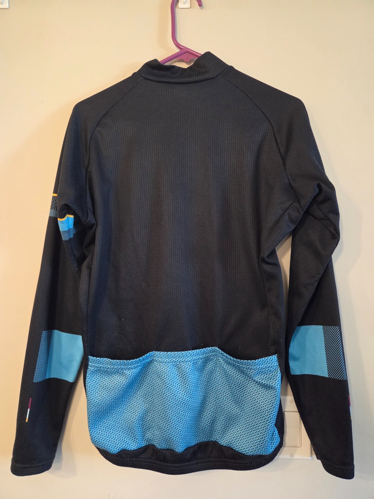 Ornot Men’s S GeoTherm Cycling Long Sleeve Grid Thermal Jersey black/light blue