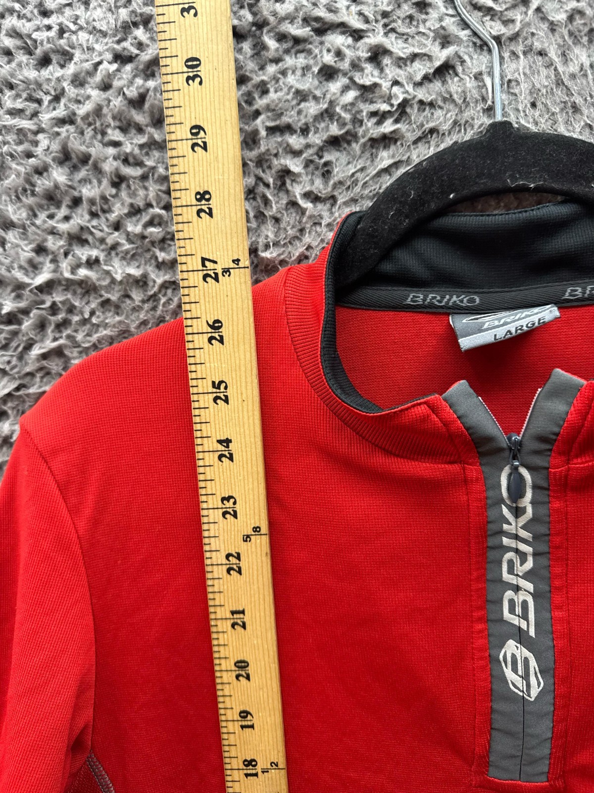 Briko High Neck Quarter Zip Classic Short Sleeve Cycling Jersey Red Mens Size L