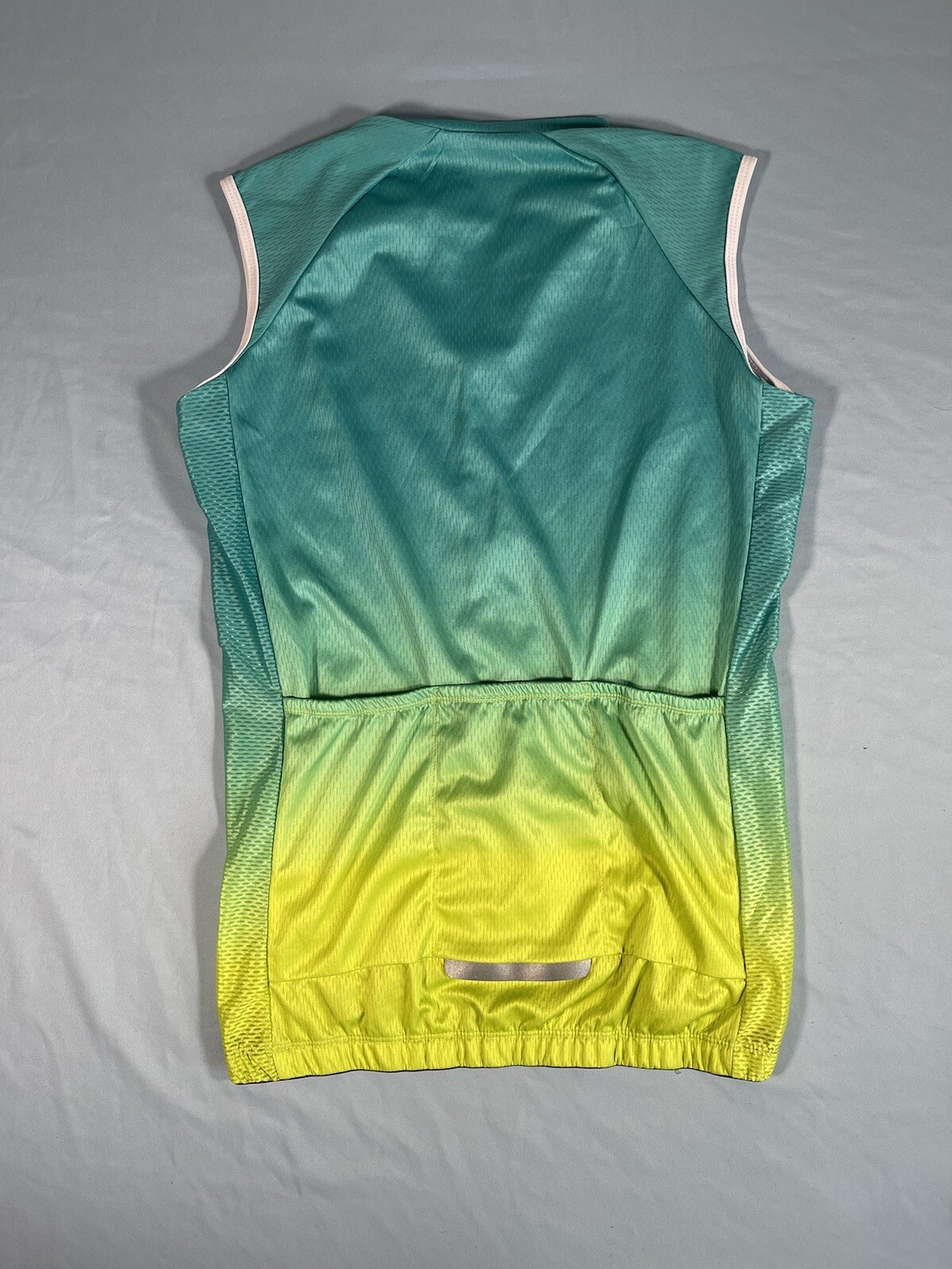 Aogda Men’s Cycling Vest Size M Medium Green Yellow Back Pockets Full Zipper NWT