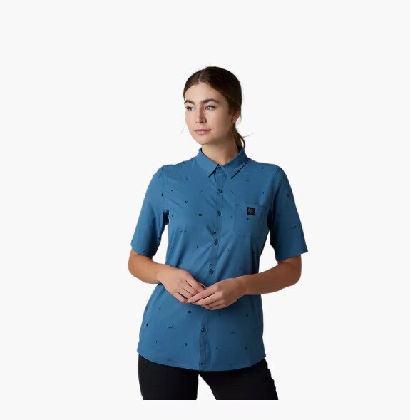 Fox Racing Women’s Ranger Woven MTB Jersey Small Blue 30892-207-S