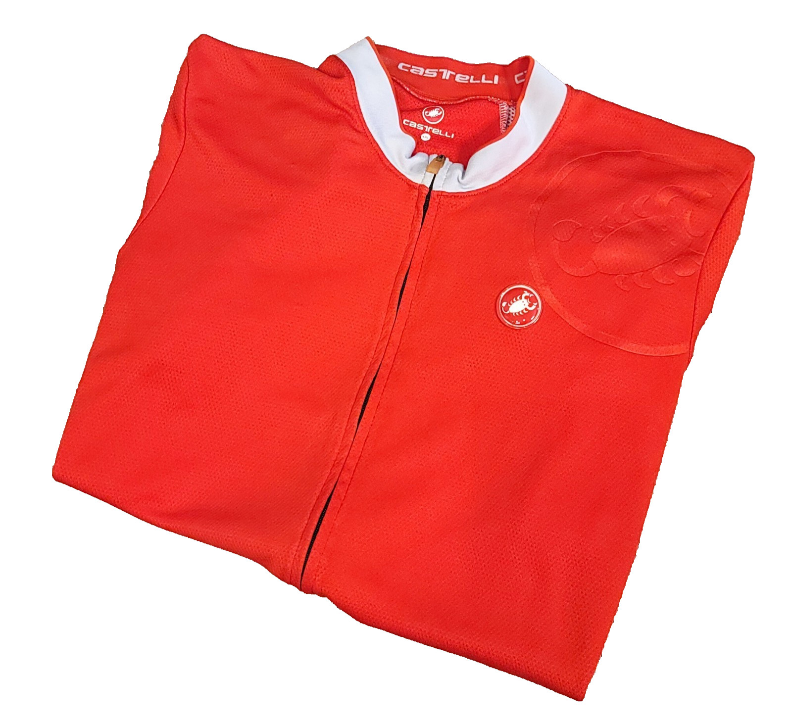 Castelli Jersey Mens XXL Red Cycling Full Zip Mesh Lined Elastic Waist Reflect