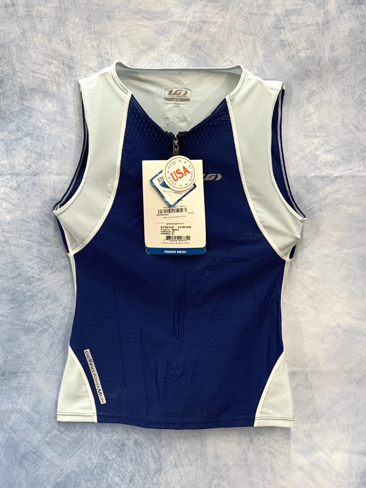 NWT Louis Garneau Women’s XL Triathlon Sleeveless Zippered Front Mesh Panels Top