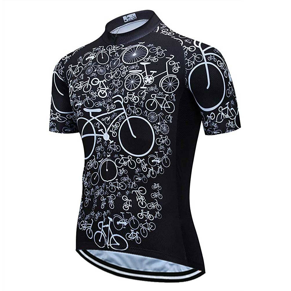 Men’s Zipper Pocket Cycling Jersey Short Sleeve Pro MTB Road Bike Jersey Shirt
