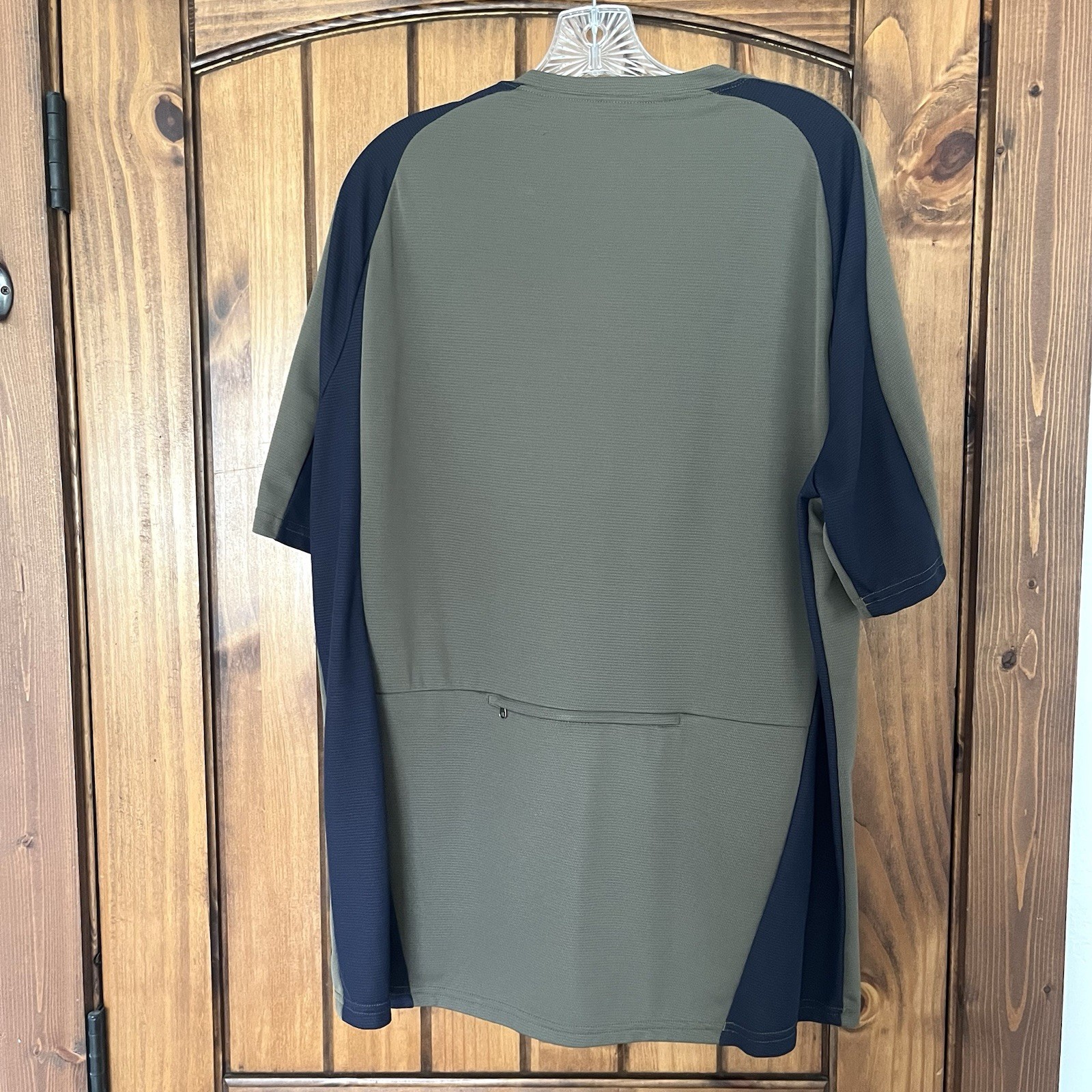 REI Co Op Cycling Jersey Half Zip Men XL Short Sleeve Back Zip Pocket Olive Blue