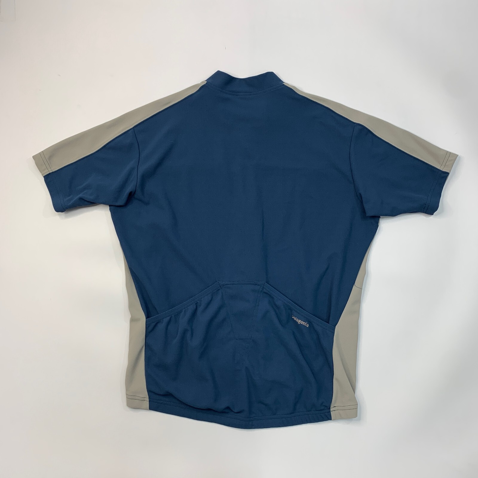 Vintage Patagonia Cycling Jersey Mens L Large Grey Blue Short Sleeve Made USA