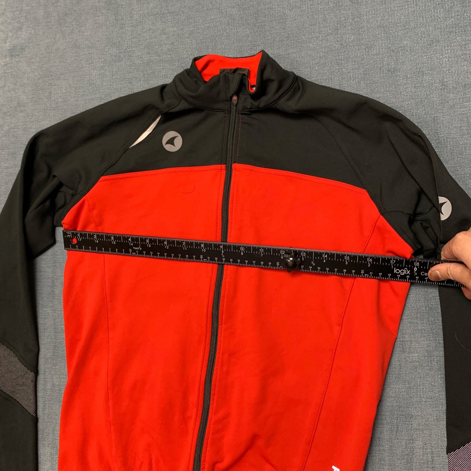 Pactimo Cycling Jersey Mens Small Black Red Raglan Sleeve Mock Neck Full Zip
