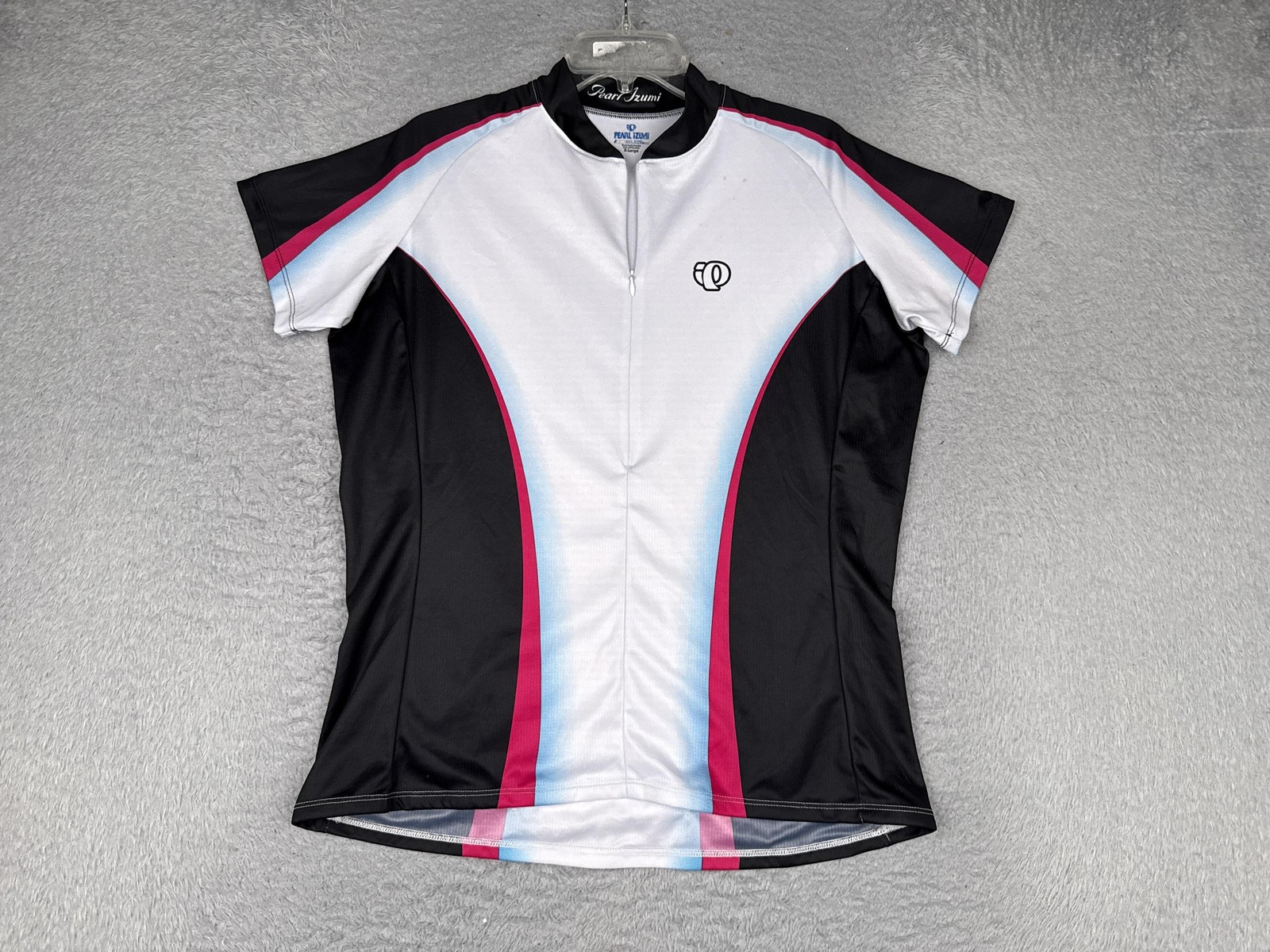 Pearl Izumi Jersey Women XL Black Pink Short Sleeve Cycling 1/2 Zip Pockets