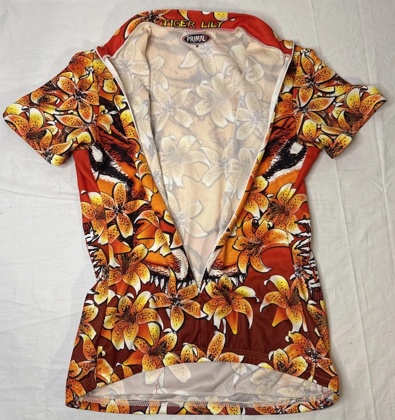 Primal Wear Cycling Jersey Women’s Medium Tiger Lily AOP 100% Coolmax DK700X