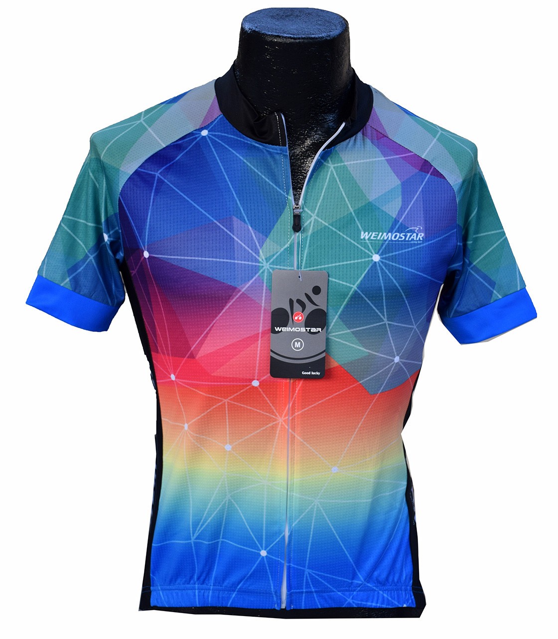Weimostar Cycling Jersey Men’s Size M Short Sleeve Colorful Cyclist Shirt, NWT