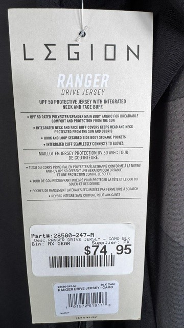 Fox Long Sleeve Ranger Drive Jersey Mens Black and Gray Camo UV Protectant