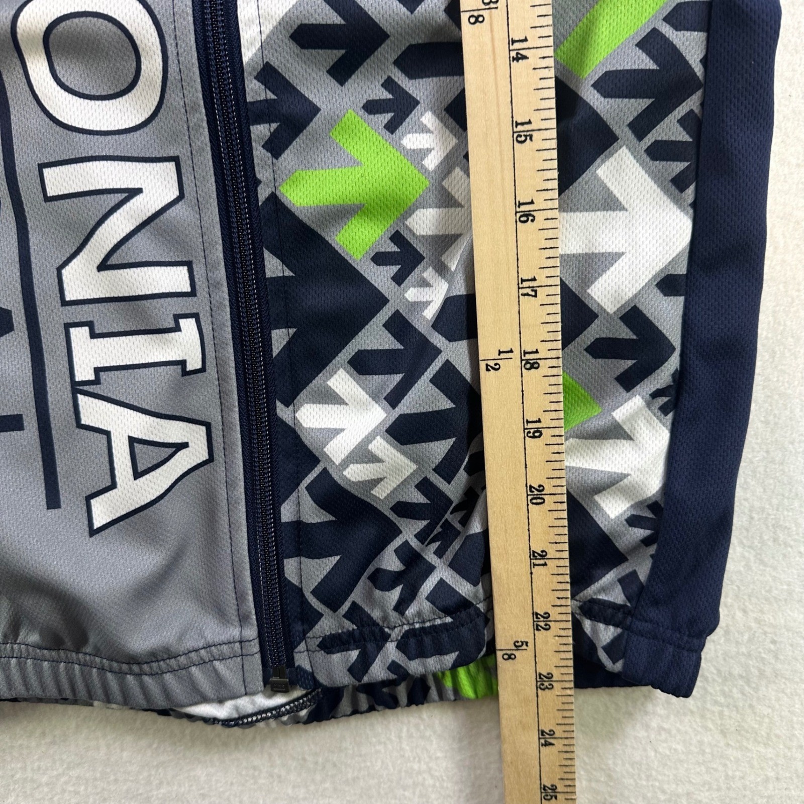Express Pelotonia 2015 Cycling Jersey Mens Small Full Zip Grey Navy Green S